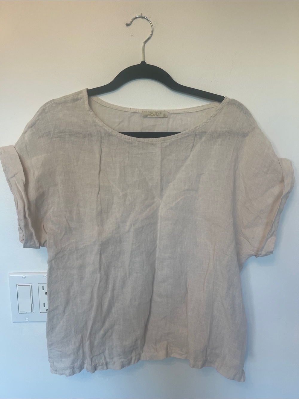 GIUSY Relaxed Linen Top - Light Beige